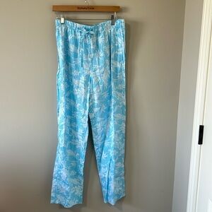 Tommy Bahama Men's Cotton Lounge Sleeping Pants Aqua White Floral Striped NEW